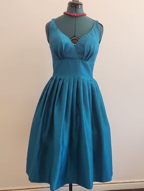 👗Retrospec'd Teal V-Neck Fit & Flare Dress Sz 6